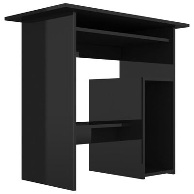 vidaXL Pisalna miza visok sijaj črna 80x45x74 cm iverna plošča