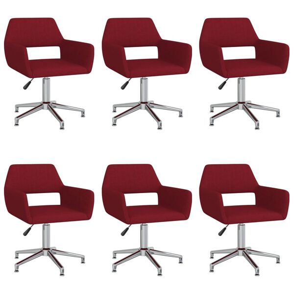 vidaXL Vrtljivi jedilni stoli 6 kosov vinsko rdeče blago