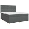 vidaXL Postelja boxspring z vzmetnico Temno siva 200 x 200 cm Blago