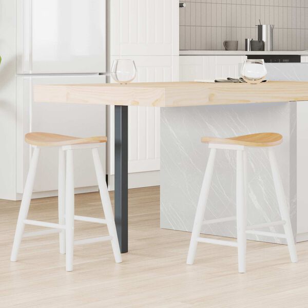 vidaXL Jedilni stoli 2 pcs Bela 46 x 37 x 63 cm Masivno gumovo les