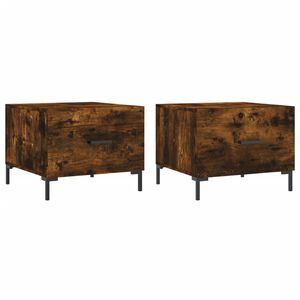 vidaXL Klubske mizice 2 kosa dimljeni hrast 50x50x40 cm inženirski les