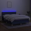 vidaXL Box spring postelja z vzmetnico LED modra 140x190 cm blago
