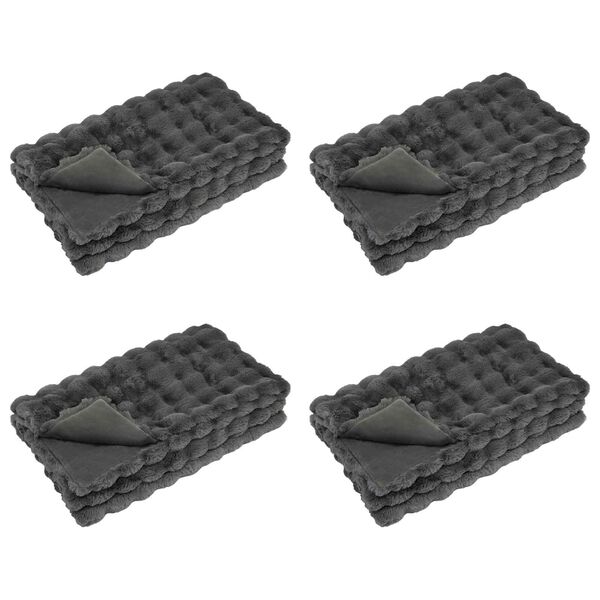 vidaXL Dežnik iz umetnega zajčjega krzna 4 pcs Temno siva 150 x 220 cm