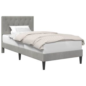 vidaXL Konstrukcija postelje z vzglavjem Svetlo siva 80 x 200 cm Žamet