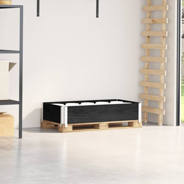 vidaXL Paletni okvir črn 100x50 cm trdna borovina