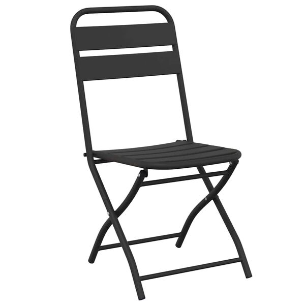 vidaXL Zložljiv Stol za Vrt 2 pcs Antracit 55 x 56.5 x 91cm Jeklo