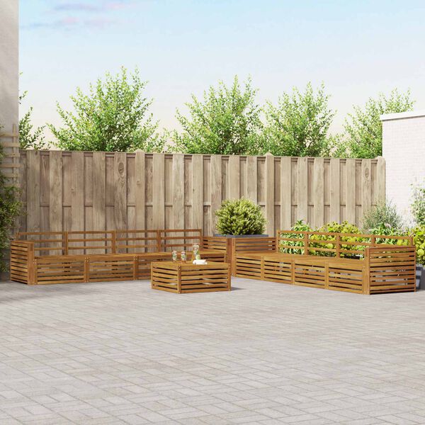 vidaXL Zunanja garnitura za sedenje 9 pcs Naravna