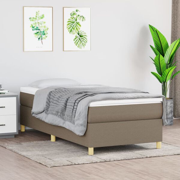 vidaXL Box spring postelja z vzmetnico taupe 90x190 cm blago