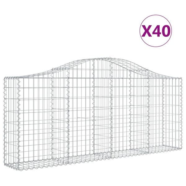 vidaXL Obokane gabion ko&scaron;are 40 kosov 200x30x80/100 cm cinkano železo