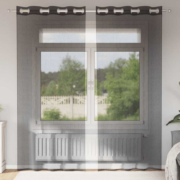 vidaXL Voile zavese z vponkami 2 kosa črna 140x225 cm