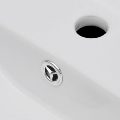 vidaXL Keramični kopalniški umivalnik bel pravokoten