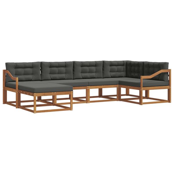 vidaXL Zunanja garnitura za sedenje 6 pcs Naravna in antracitna