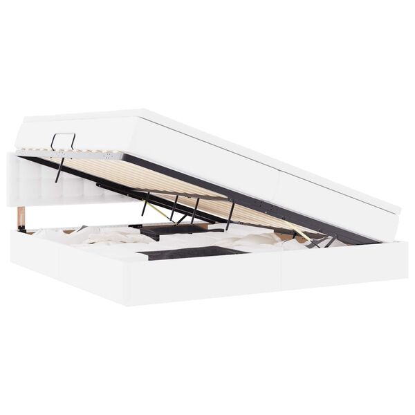 vidaXL Postelja z dodatnim prostorom za shranjevanje in vzmetnico Bela