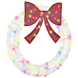 vidaXL Venec med 60 LED večbarvno 76 x 76 x 8,5 cm Akril