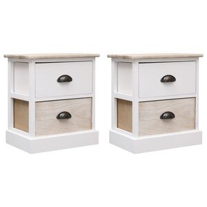 vidaXL Nočne omarice 2 kosa bele in naravne 38x28x45 cm les pavlovnije