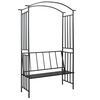vidaXL Vrtni obok s klopjo črne barve 128x50x207 cm železo