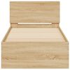 vidaXL Posteljni okvir z vzglavjem in LED sonoma hrast 75x190 cm