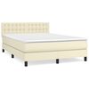 vidaXL Box spring postelja z vzmetnico krem 140x200 cm umetno usnje
