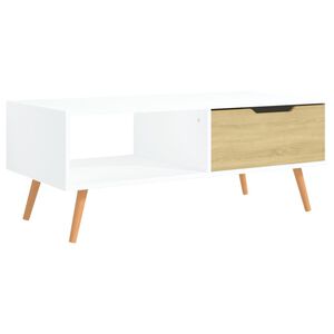 vidaXL Klubska mizica bela in sonoma hrast 100x49,5x43 cm iverna pl.