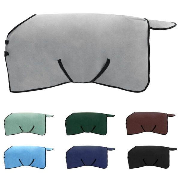 vidaXL Konjski pla&scaron;č Polna svetlo siva in roza Poliester