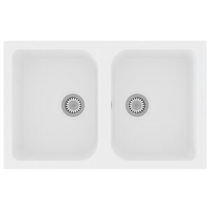 vidaXL Kuhinjska umivalnica Kvarc in smola 76 x 48 x 30 cm Bela