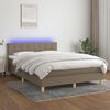 vidaXL Box spring postelja z vzmetnico LED taupe 140x200 cm blago