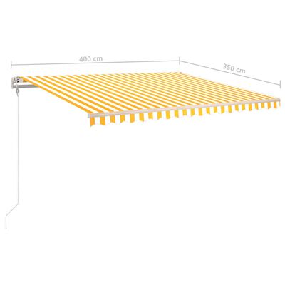 vidaXL Ročno zložljiva tenda z LED lučkami 4x3,5 m rumena in bela