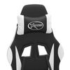 vidaXL Gaming stol z oporo za noge črno in belo umetno usnje