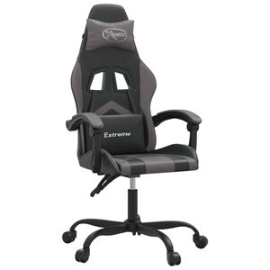 vidaXL Vrtljiv gaming stol črno in sivo umetno usnje
