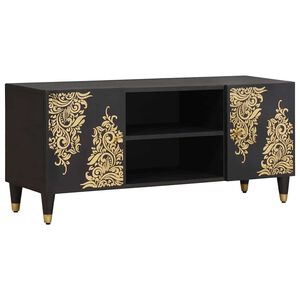 vidaXL TV omarica s polico Črna 105 x 33 x 46 cm Masiven les manga
