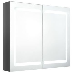 vidaXL LED kopalni&scaron;ka omarica z ogledalom sijoče siva 80x12x68 cm