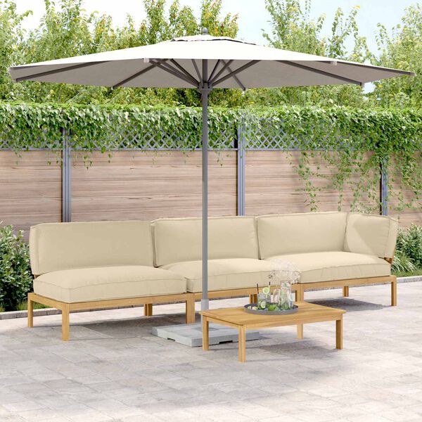 vidaXL Kavčna garnitura z blazino 4 pcs Bež Masiven les akacije