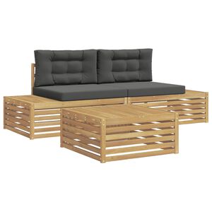 vidaXL 4 pcs Zunanja garnitura za sedenje Poliester Bela
