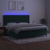 vidaXL Box spring postelja z vzmetnico LED tem. zelena 200x200cm žamet