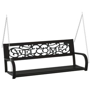 vidaXL Vrtna gugalna klop 125 cm jeklo in plastika črne barve