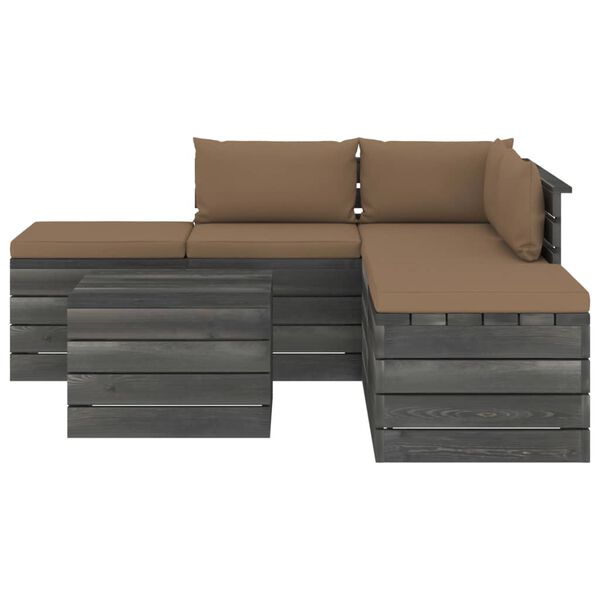 vidaXL Vrtna garnitura iz palet 6-delna z blazinami trdna borovina