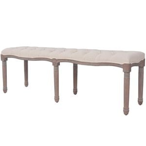 vidaXL Klop iz platna in trdnega lesa 150x40x48 cm kremno bela