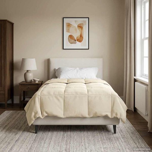 vidaXL Polna celoletna prevleka krema 155 x 200 cm Mikrovlakna