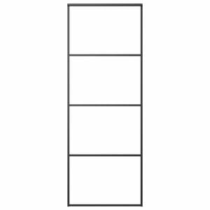 vidaXL Drsna vrata mlečno ESG steklo in aluminij 76x205 cm črna