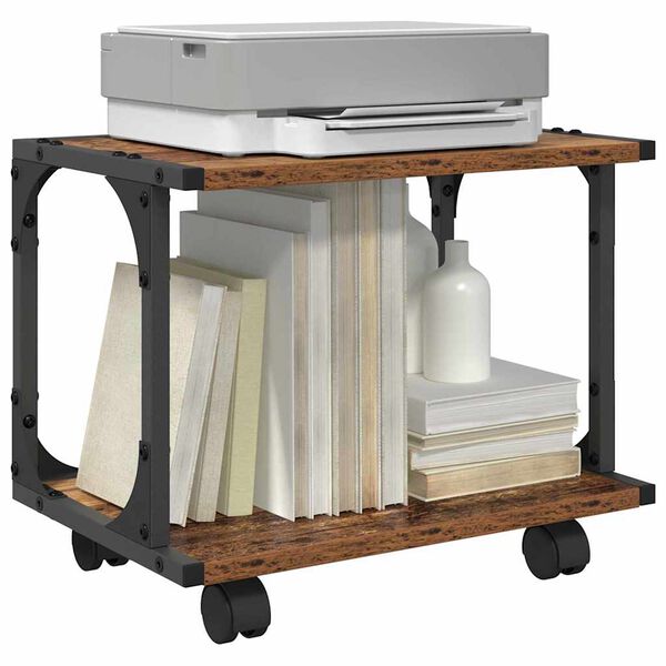 vidaXL Stojalo za tiskalnik Star les 41 x 28 x 33.5 cm Konstruiran les