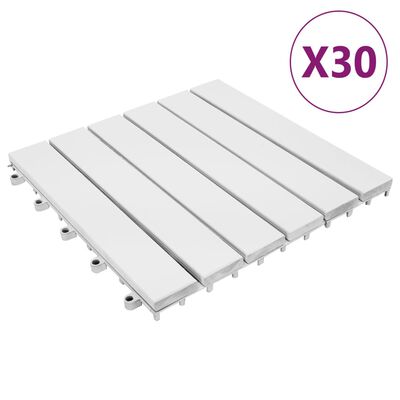 vidaXL Talne plošče 30 kosov bele 30x30 cm trden akacijev les