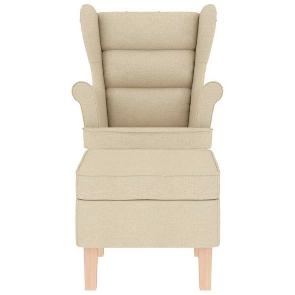 vidaXL Gugalni stol s stolčkom za noge krem blago