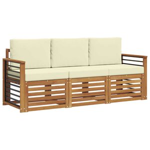 vidaXL Sedežne garniture 3 pcs Naravna in smetana Masiven les akacije