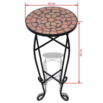 Stranska mizica za rastline mozaik terakota