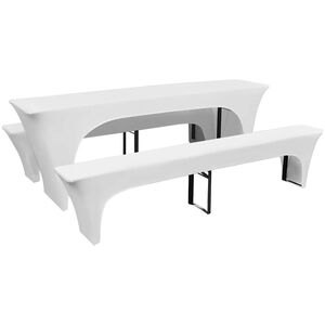 3 bele prevleke za gasilske mize in klopi raztegljive 220 x 50 x 80 cm