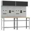 vidaXL Komplet delovne mize 8 kos Črna in siva 200 x 55 x 200 cm