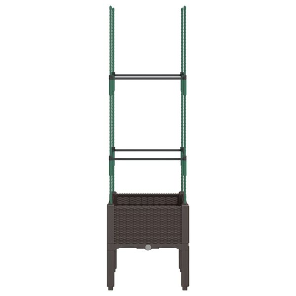 vidaXL Cvetlično korito z oporno mrežo rjavo 40x40x142,5 cm PP