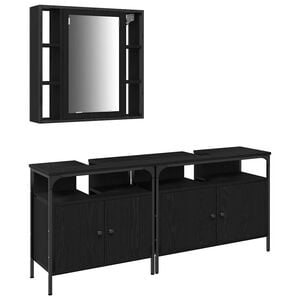 vidaXL Enote za umivalnike v kopalnici 3 kos Črna 80 x 30 x 60 cm