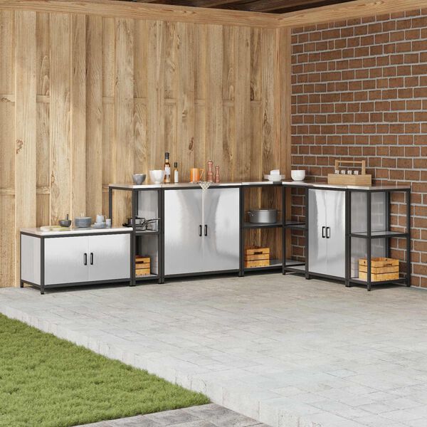 vidaXL Shramba za kuhinjo s polico srebrna 60 x 50 x 92 cm Jeklo