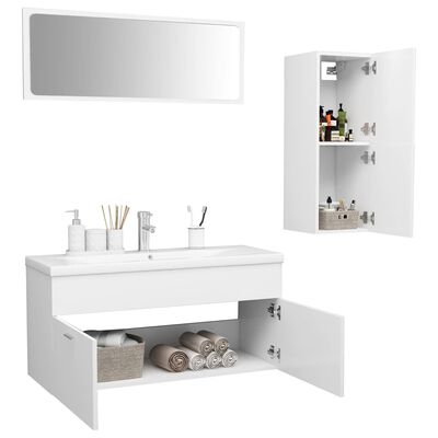 vidaXL Komplet kopalniškega pohištva bela iverna plošča